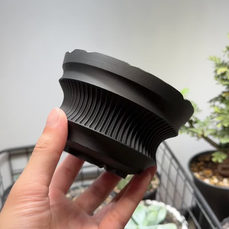 CBP003植木鉢 原創設計/3D列印/多肉塊根植物/盆器盆栽/送禮 - 盆栽/植栽 - 塑膠 黑色