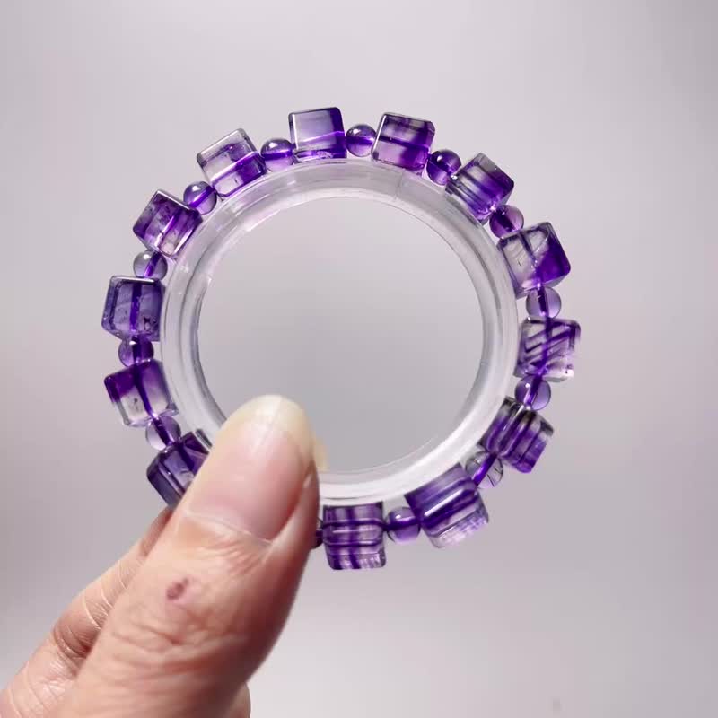 天然礦石 紫超七魔方 手鍊 高能量水晶 - 手鍊/手環 - 寶石 紫色