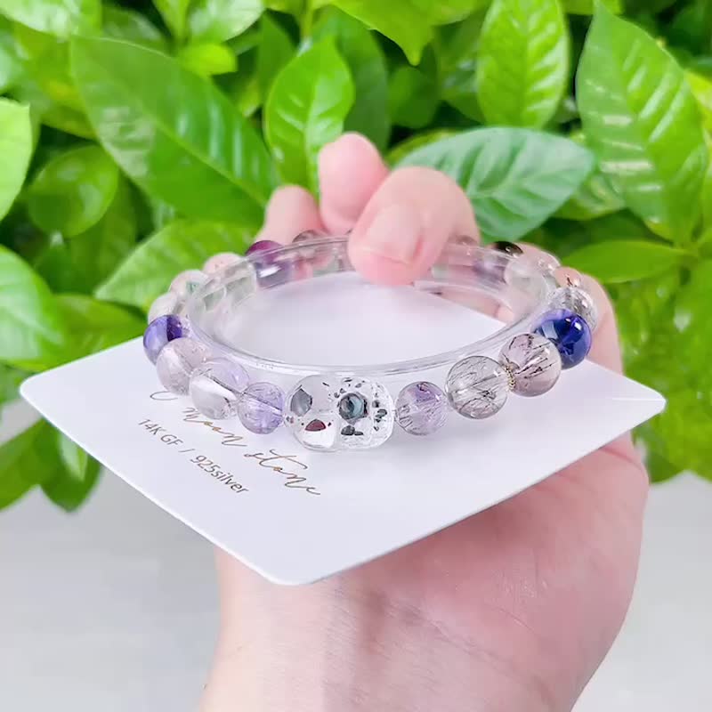 Full Ice Transparent Super 73-Wheel Pixiu Bracelet Black Red Venom - Bracelets - Crystal Purple