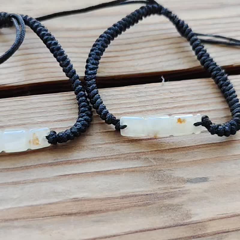 [Ching Tsui] Natural Jadeite Ice Scented Gold Abstract Osmanthus Cake Square Lotus Root Bracelet - สร้อยข้อมือ - หยก หลากหลายสี