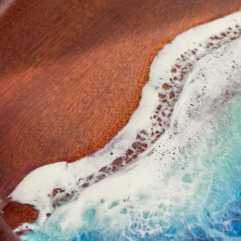 【現貨】深海海浪藍圓木盤 - 擺飾/家飾品 - 樹脂 