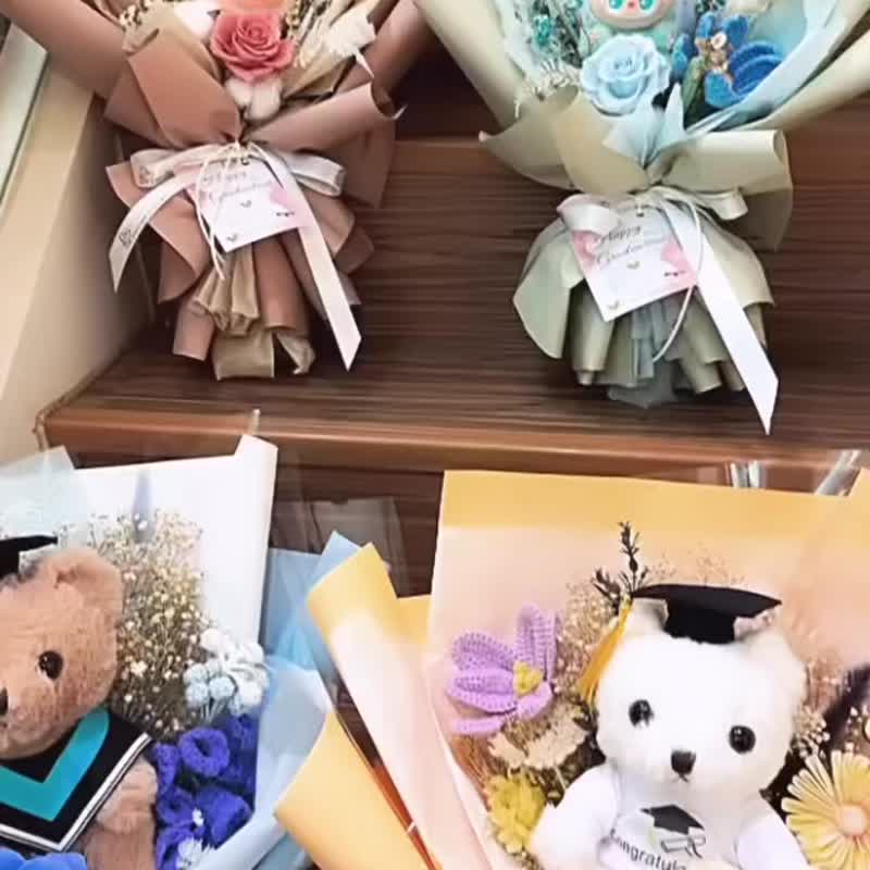 畢業公仔花束 畢業花束 畢業熊 - 擺飾/家飾品 - 植物．花 