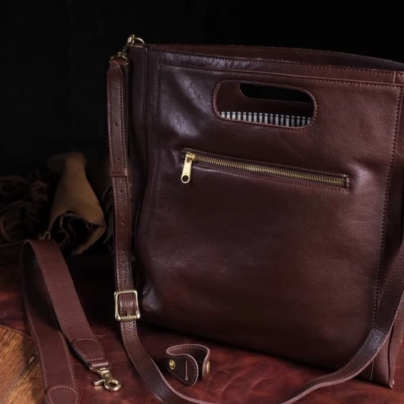 GIOVAND retro handmade vegetable blended thick cowhide leather handbag side backpack briefcase antique bag - Messenger Bags & Sling Bags - Genuine Leather 