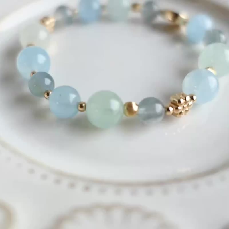 Tree of Life/ Stone and Blue Hair Crystal increase noble luck 14k gold-packed accessories - สร้อยข้อมือ - คริสตัล หลากหลายสี