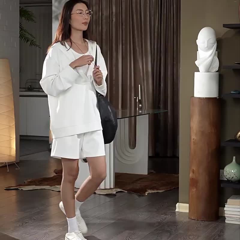 禪 Pāra 重磅莫代爾 連帽長袖中性衛衣套衫 - 女上衣/長袖上衣 - 其他材質 多色