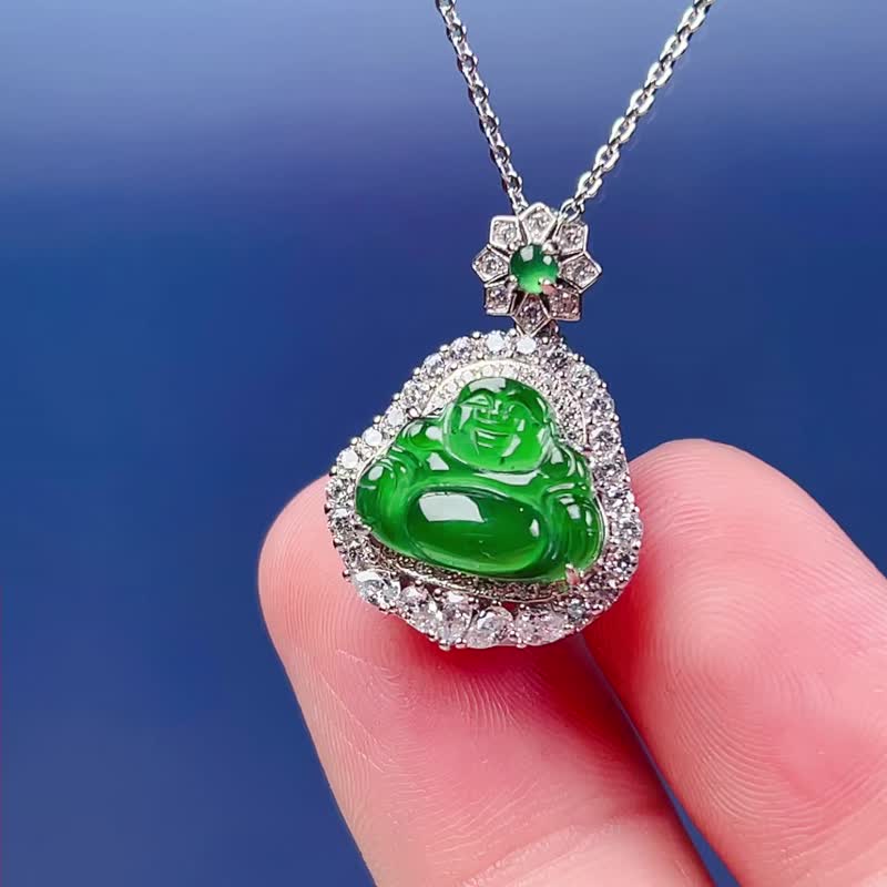 Iced out jade buddha on sale pendant