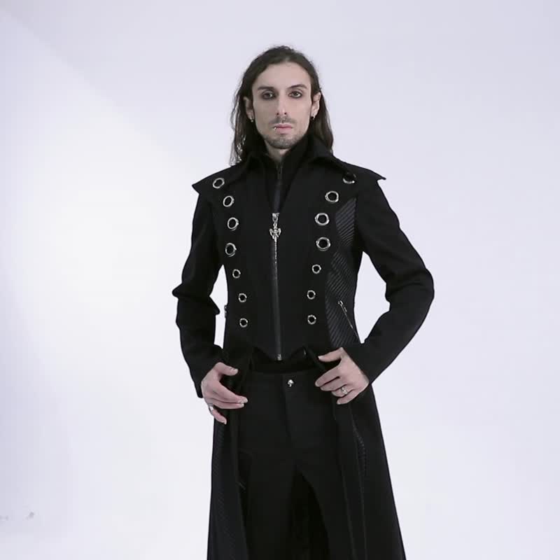 Punk fire worshiper heavy craft long coat - Men's Coats & Jackets - Other Materials Black