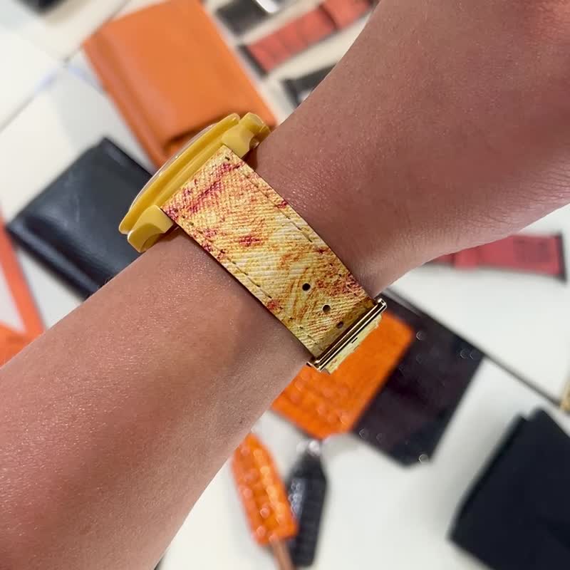 OMEGA x Swatch Mission to the Sun Moonwatch代用小牛皮錶帶 - 錶帶 - 真皮 黃色