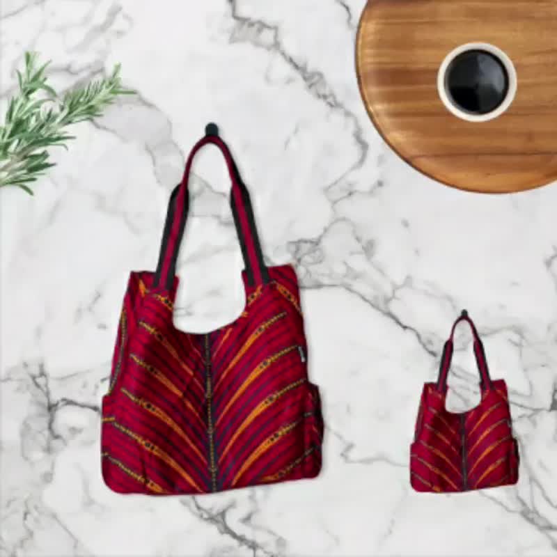 African print, shoulder bag, African tote bag, Red tote, - 手提包/手提袋 - 棉．麻 紅色