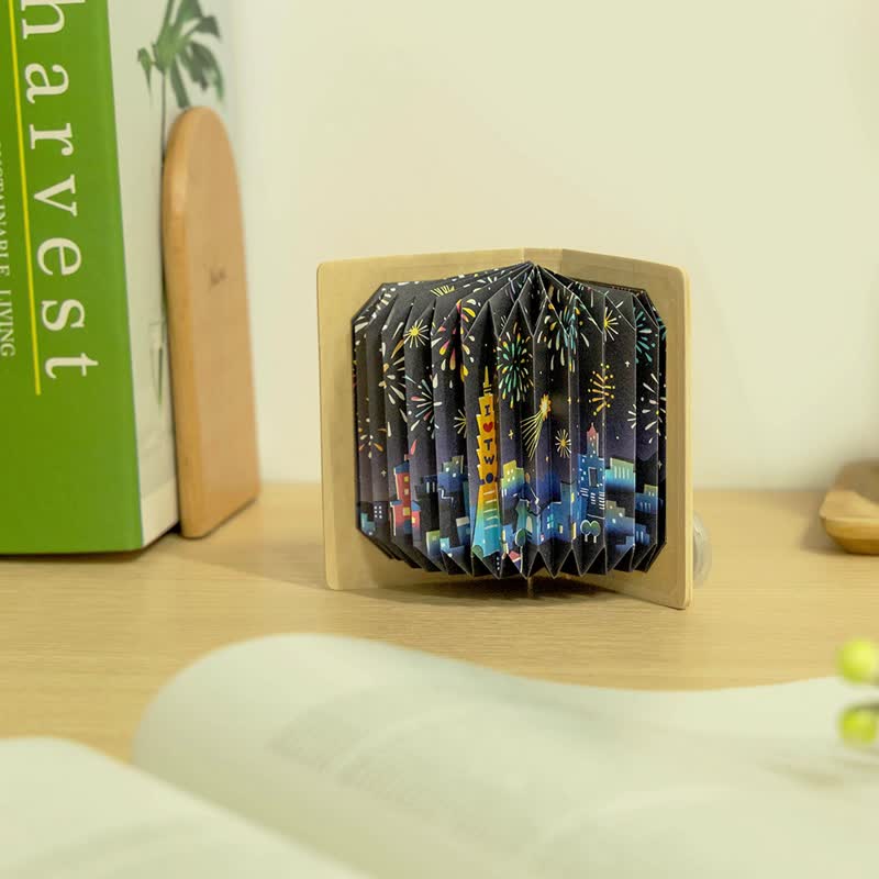 [Book Folding Lamp] Fireworks Taipei - DIY / Warm Light Night Light / Attraction Series - Lighting - Paper Multicolor