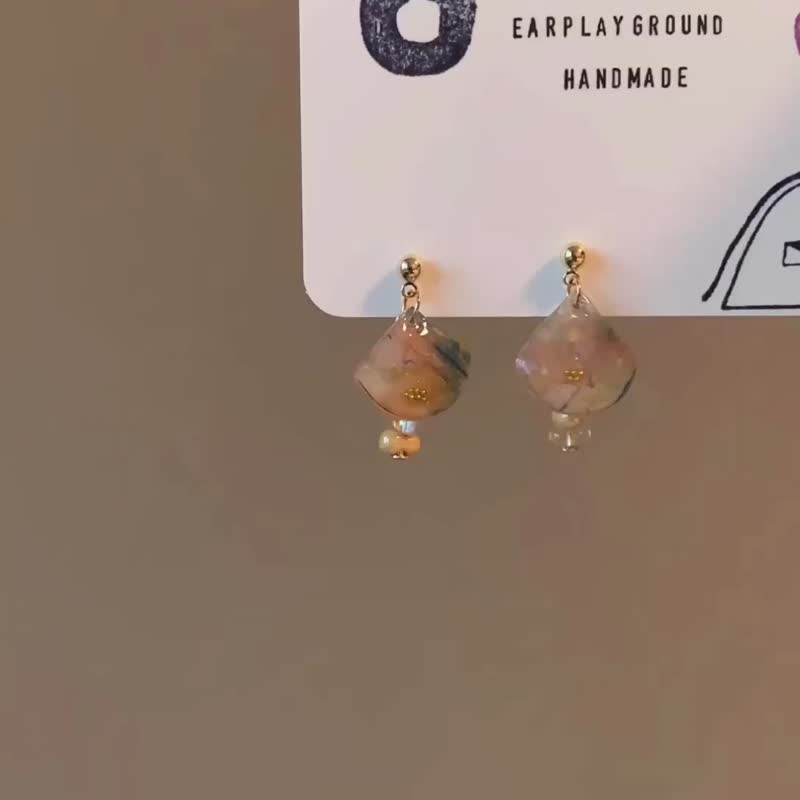 貝殼里的楓糖漿 - 耳環/耳夾 - 樹脂 多色