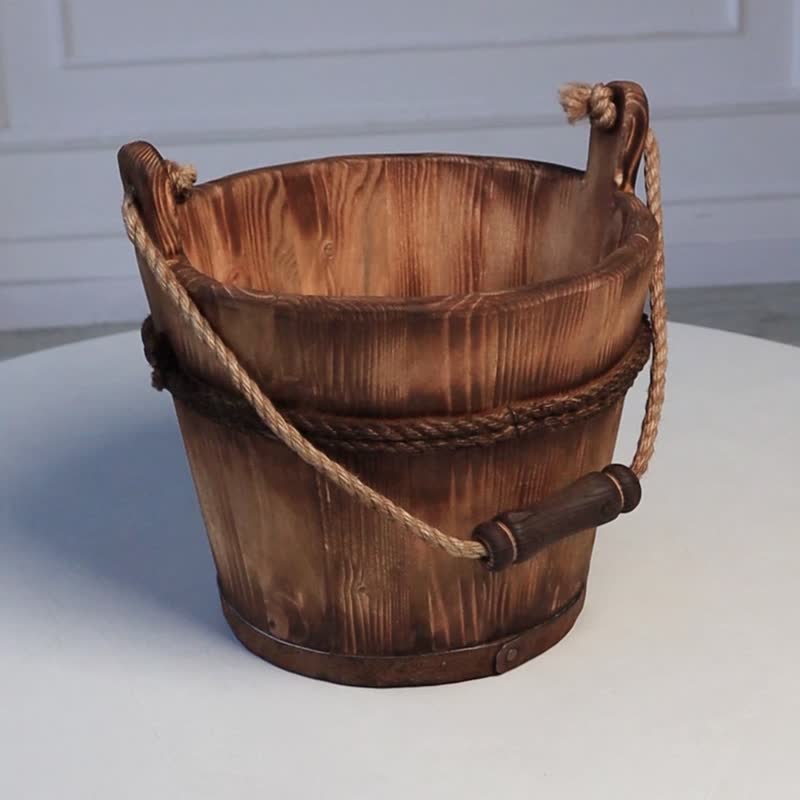 Newborn wood bucket,Newborn bucket,Newborn bowl,Newborn wooden bowl - Baby Accessories - Wood Brown