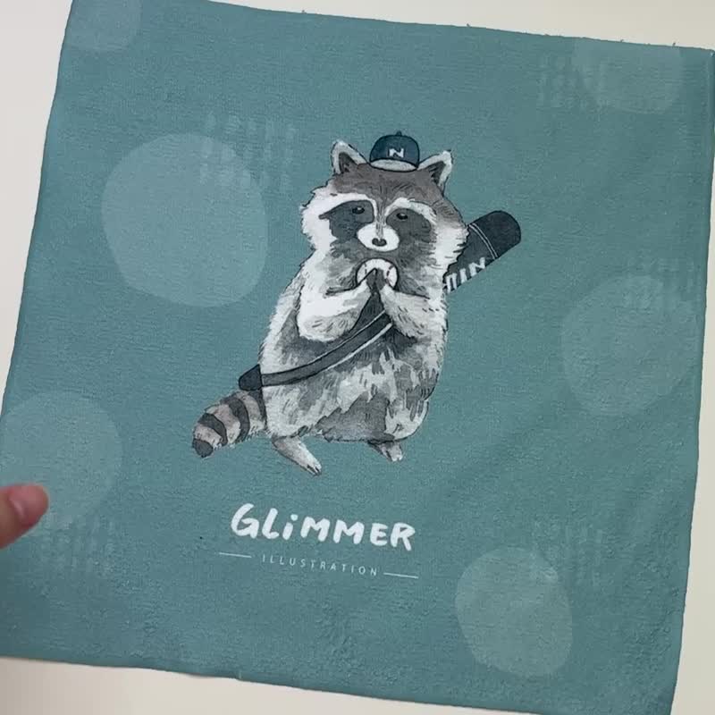 | 微光Zoo | 插畫小方巾_森林動物系列 - 手帕 - 棉．麻 多色