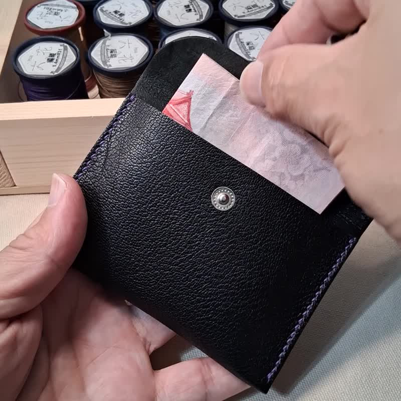 Leather Card Holder / Coin Pouch / Handmade / Black - Card Holders & Cases - Genuine Leather 
