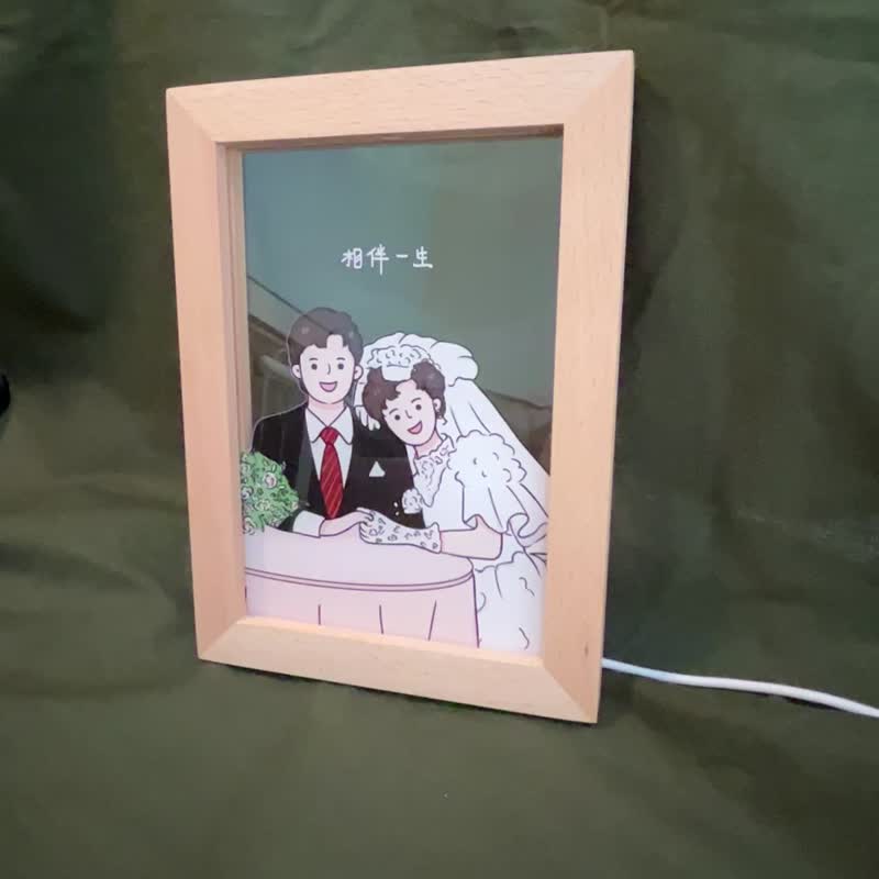 [Customized] Xiyan painting/night light/photo frame - Lighting - Wood Transparent