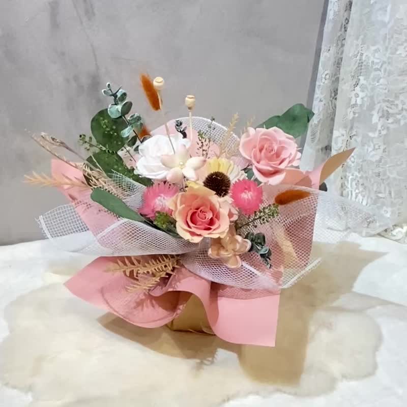 可站立花束 不凋花束 七夕 情人節 告白 畢業 橘黃 - 乾燥花/永生花 - 植物．花 橘色