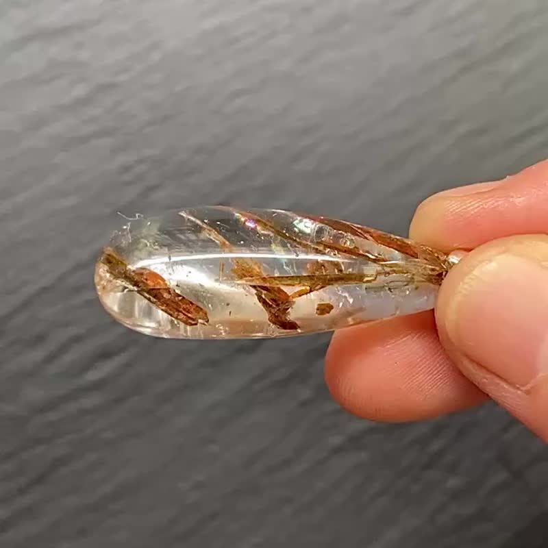 天然彩虹銅髮晶925鈦鋼項鍊 淨化 療癒 財運 避邪 - 長項鍊 - 水晶 多色