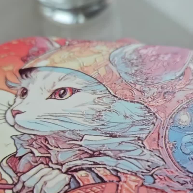 Flying Rabbit - Ceramic Coaster - Fantasy Animal Series - ที่รองแก้ว - ดินเผา ขาว