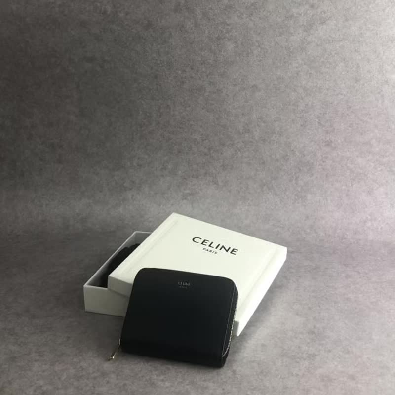 【 日本直送　名牌中古包 】CELINE セリーヌ 財布 ブラック ロゴ レザー コンパクトウォレット 10B663BEL vintage 7e2gzp - 錢包/皮夾/長短夾 - 真皮 黑色