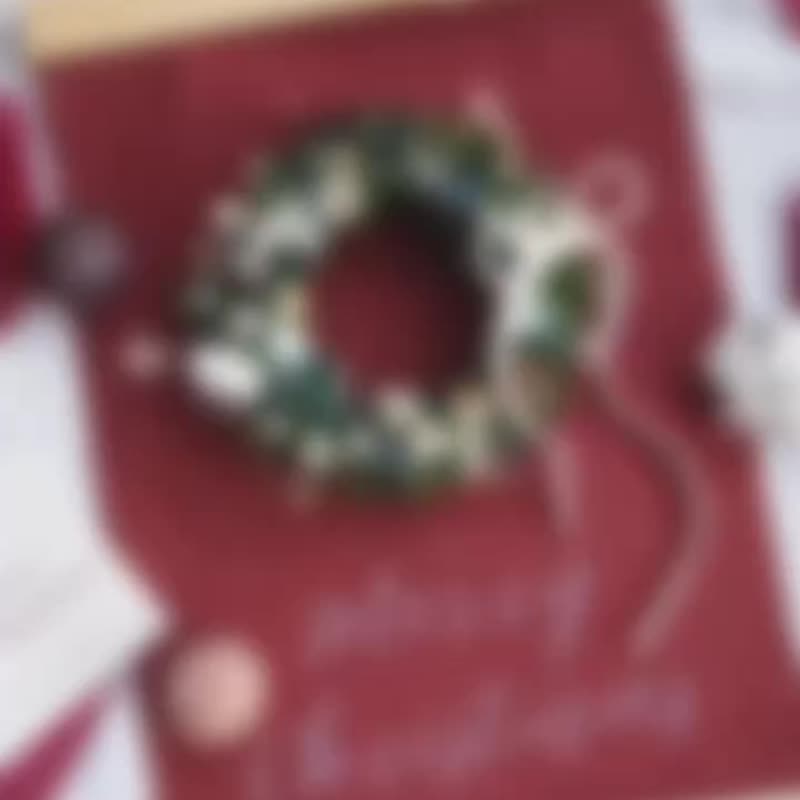 【永生聖誕花圈掛畫】附卡片禮盒 台灣現貨 - 乾燥花/永生花 - 植物．花 紅色