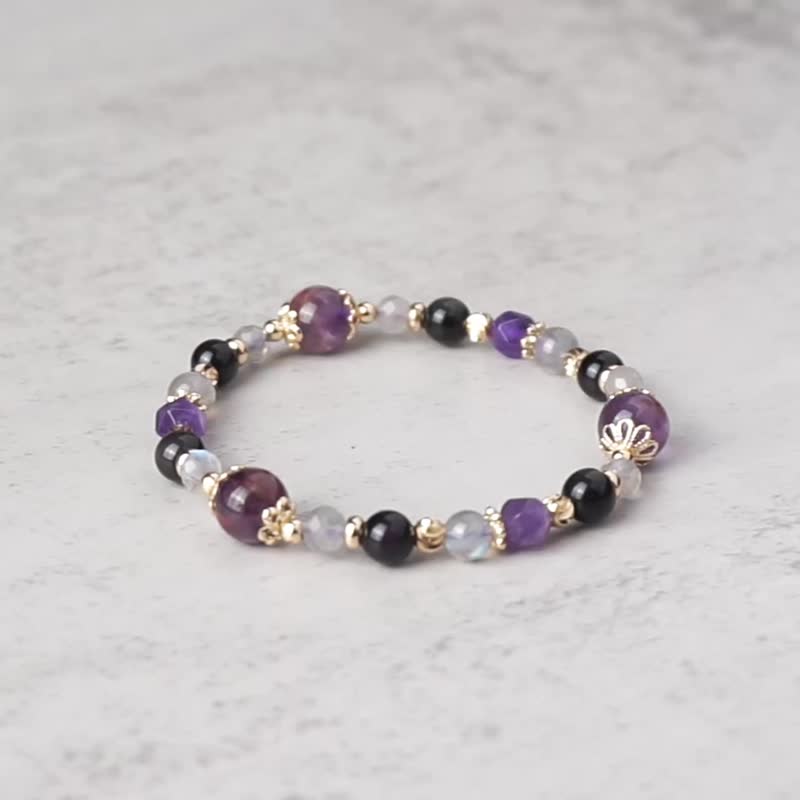 Artemis' Asylum // Purple Ghost Amethyst Labradorite Obsidian Bracelet - Bracelets - Crystal Purple