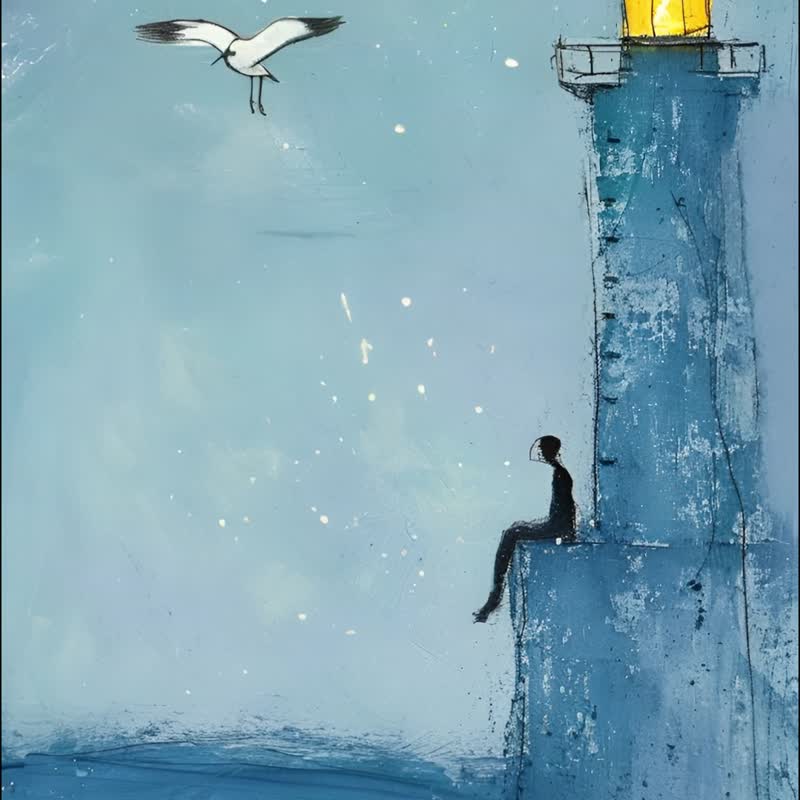 海的臆想2/藝術微噴油畫/遠眺海景意境/客廳書房浪漫海洋風格掛畫 - 海報/掛畫/掛布 - 棉．麻 