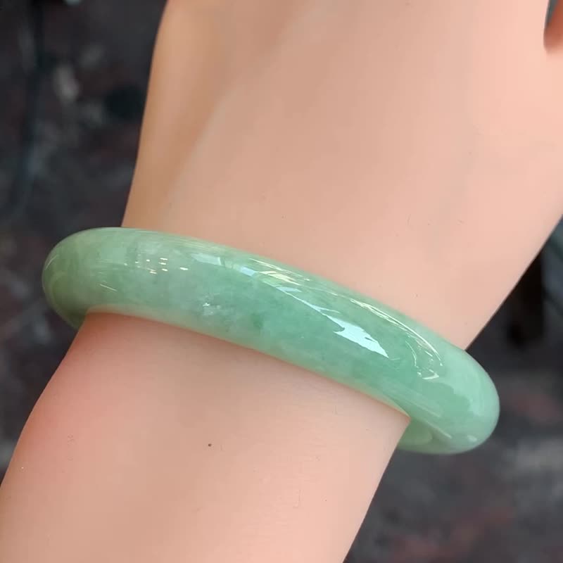 Senmi | Bingnuo species/fruit green/safe bracelet/hand circumference 17.5-18 | natural A-grade jade bracelet - สร้อยข้อมือ - หยก สีเขียว