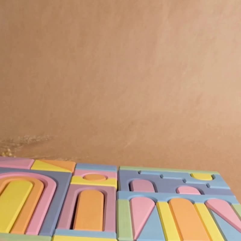 Wooden Building Set Pastel Baby Blocks Bricks Rainbow Stacking Toy Montessori - 寶寶/兒童玩具/玩偶 - 木頭 粉紅色