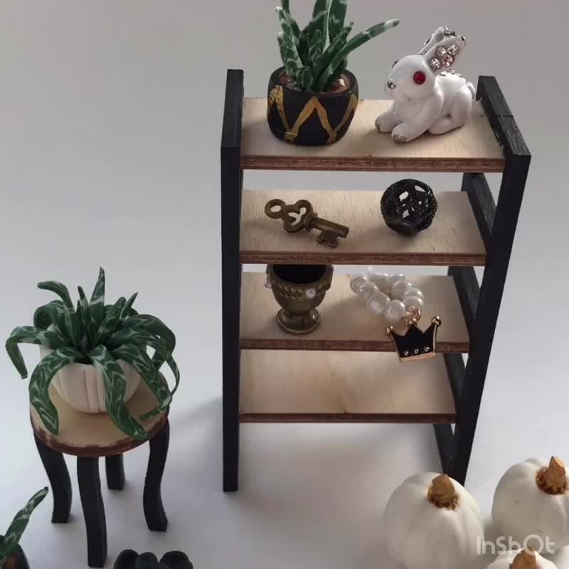 Dollhouse miniature plants 5pc, personalized gift for girl, dollhouse furniture - 花藝/盆栽/植栽 - 黏土 綠色