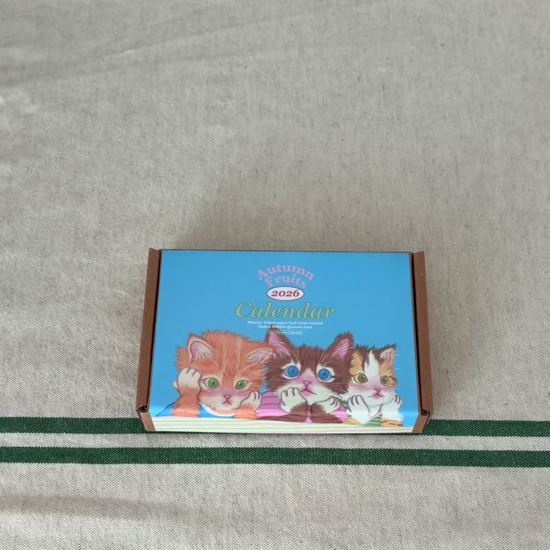 AutumnFruits 2026 貓咪插畫迷你月曆卡 - 日曆/月曆/年曆 - 紙 多色