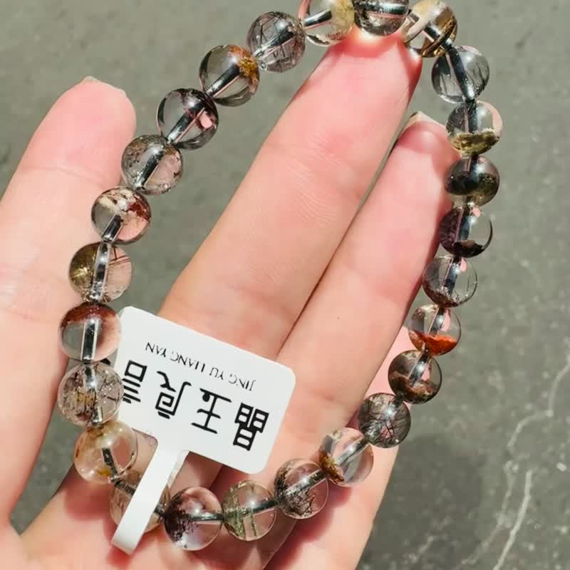 精品四季幽靈半盆黑髮共生7.5mm15.48g花幽靈提升運勢避小人 - 手鍊/手環 - 水晶 多色
