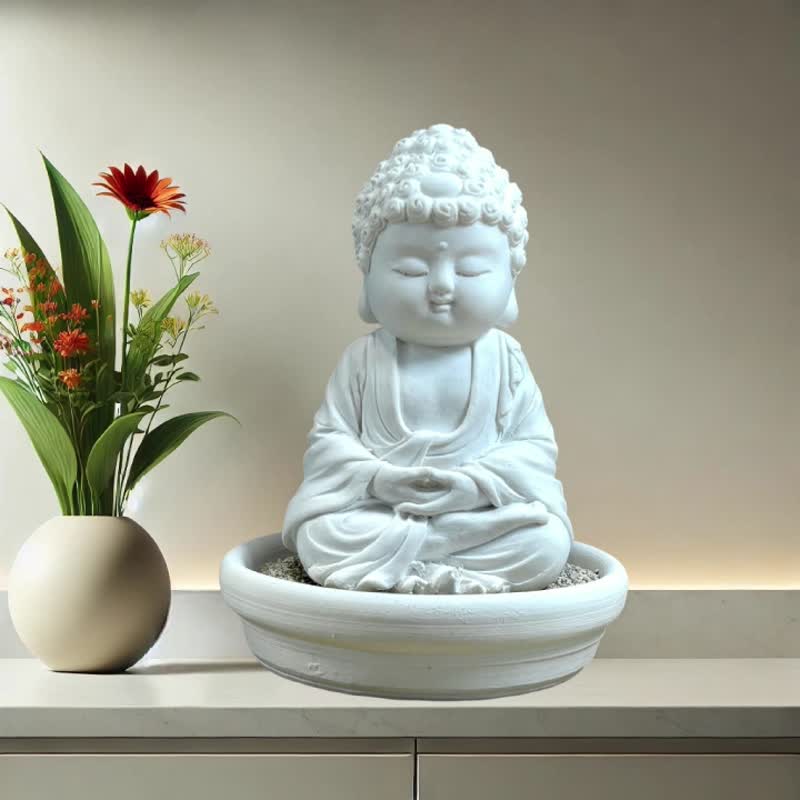 Mindful Buddha Statue Raunak, Aroma stone home diffuser - Fragrances - Other Materials White