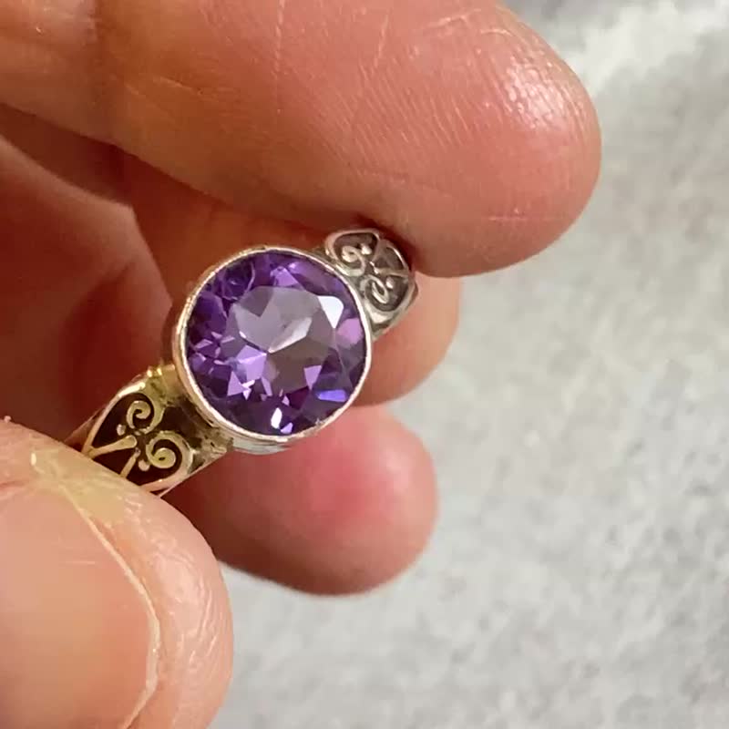 Nepali Handmade Amethyst Adjustable Ring /Real Stone shops Handmade Ring/Gemstone Ring/Nepali Jewellery