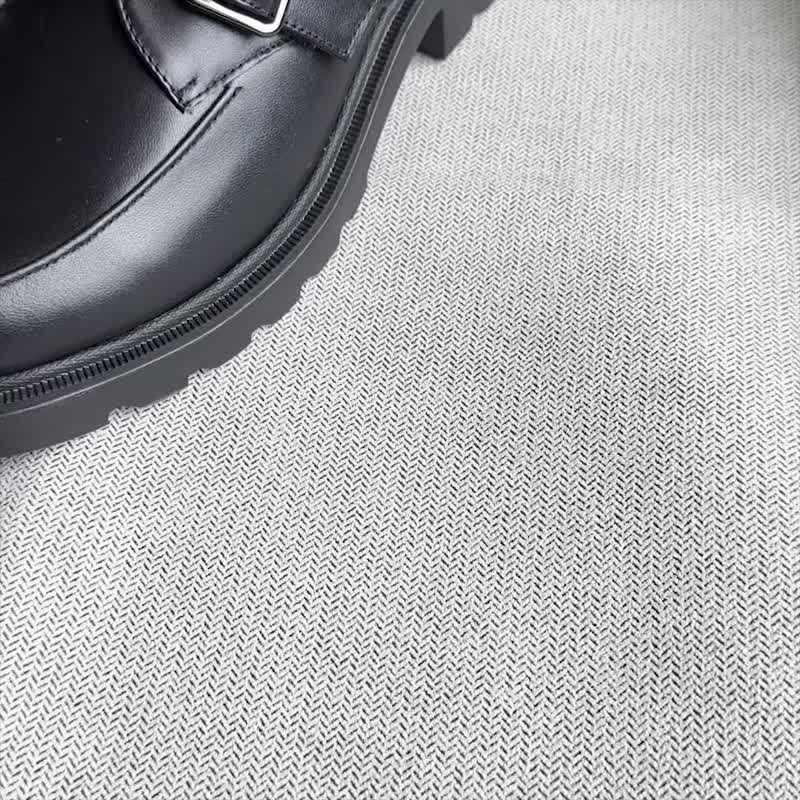 レトロなコントラストの厚底モンクシューズ - スモークブラック - オックスフォード靴 - 革 ブラック