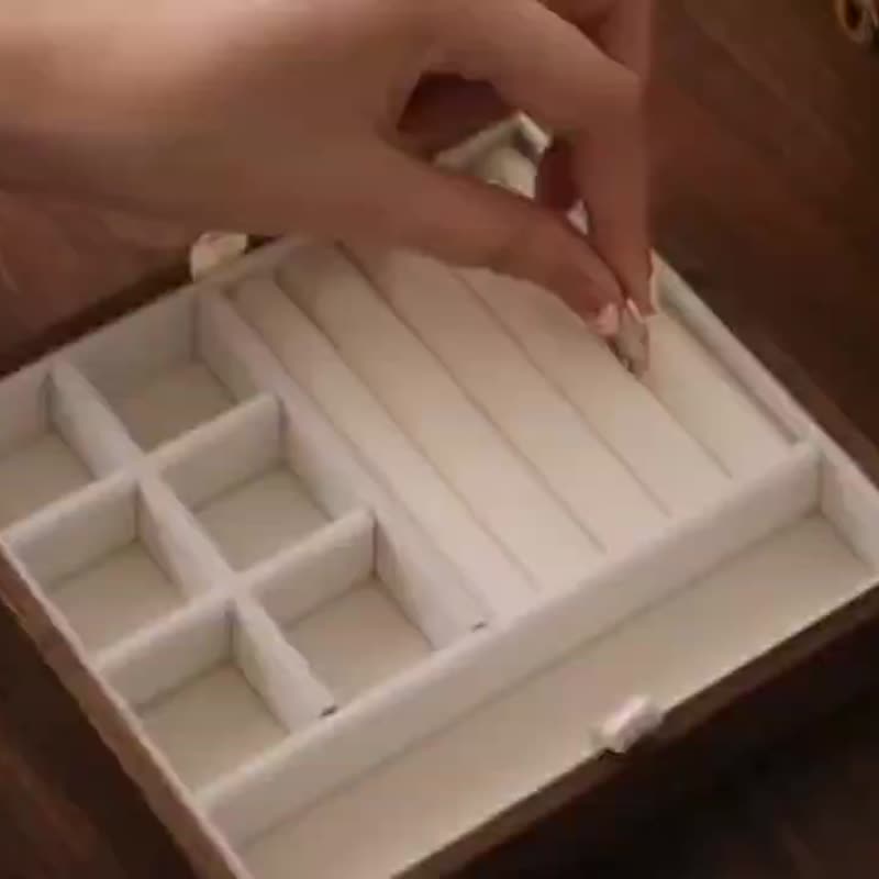 首飾盒 胡桃木雙層分類珠寶盒 大容量耳環飾品收納盒 禮物 可刻字 - 居家收納/收納盒/儲物盒 - 木頭 