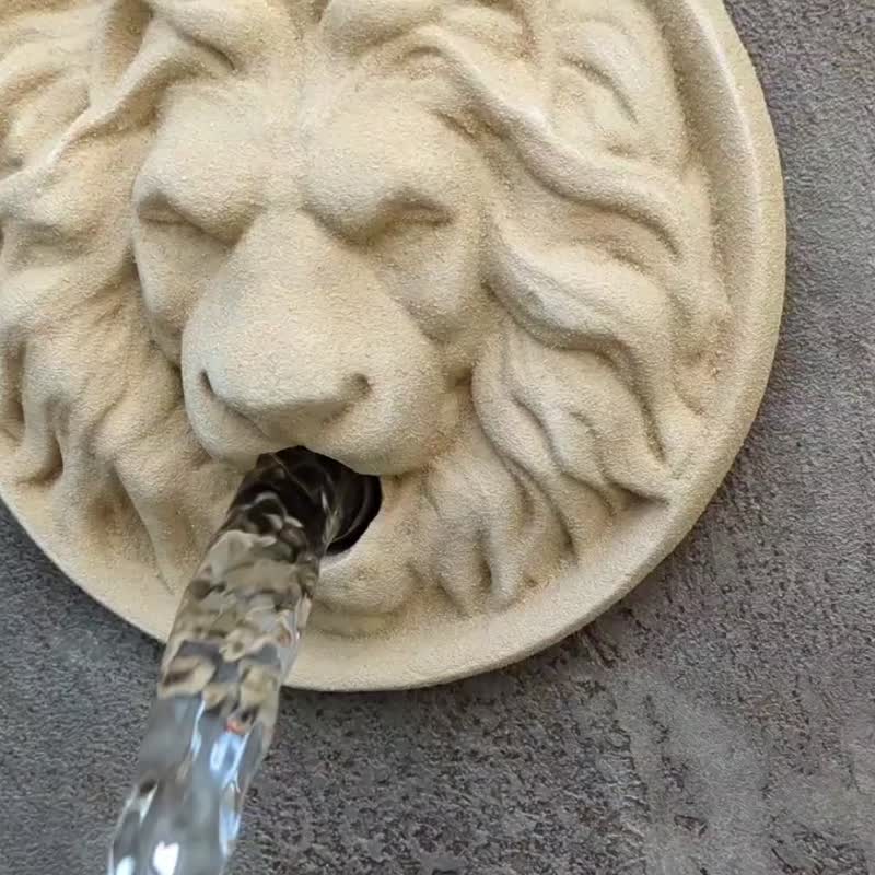 Lion head water spout Water feature for pool design - 壁貼/牆壁裝飾 - 其他金屬 