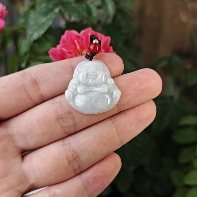 Natural Burmese Jade Buddha Pendant Necklace Product A - Necklaces - Gemstone Green