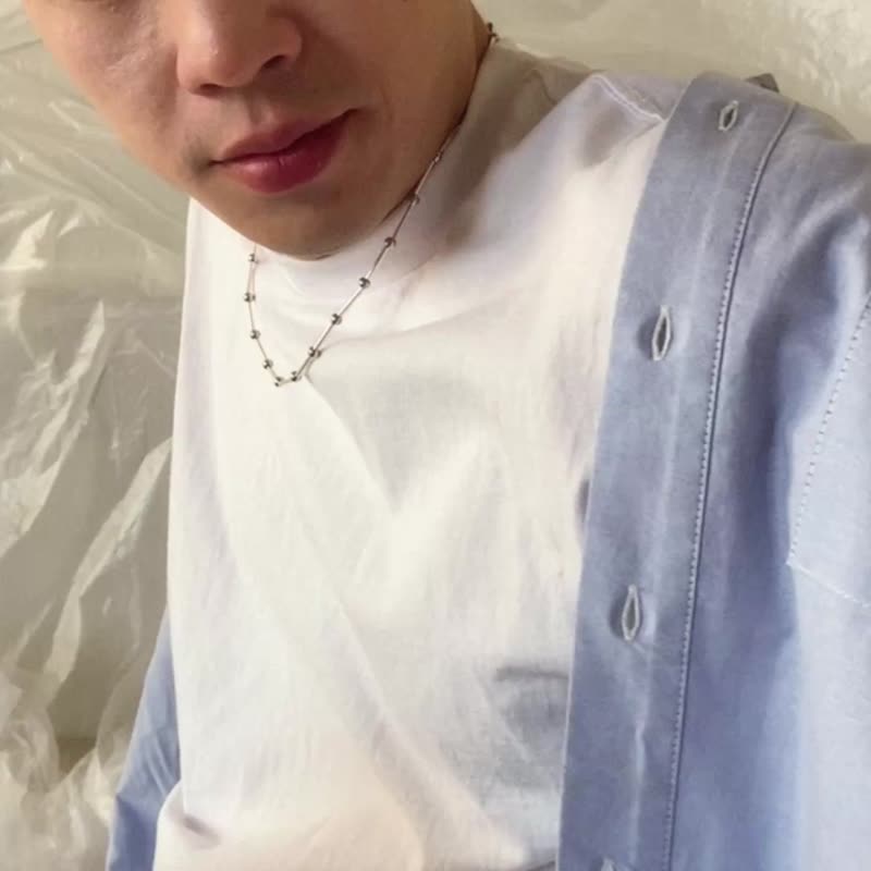 Unisex | 星冕系 - 靜海 * 純銀 不銹鋼 項鍊 - 項鍊 - 純銀 銀色