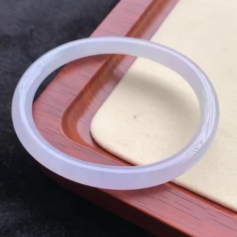 冰種 天然翡翠 緬甸 A玉 玉鐲 • 冰種粉紫翡翠貴妃鐲 - 手鍊/手環 - 玉石 粉紅色