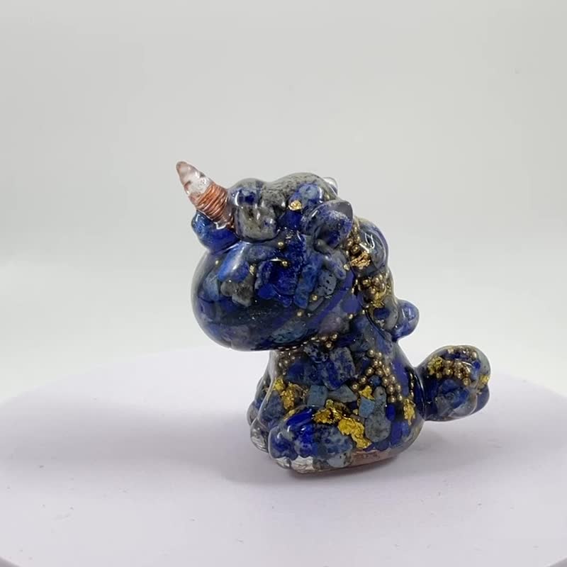 開運小物 Orgonite 奧剛能量獨角獸-蘇打石款(中) - 擺飾/家飾品 - 半寶石 藍色