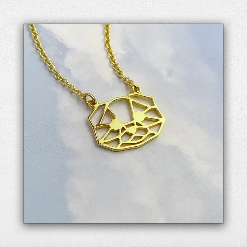 Scottish Fold Cat Necklace Geometric Pet Jewelry memorial Gift for Cat lover - 項鍊 - 銅/黃銅 金色