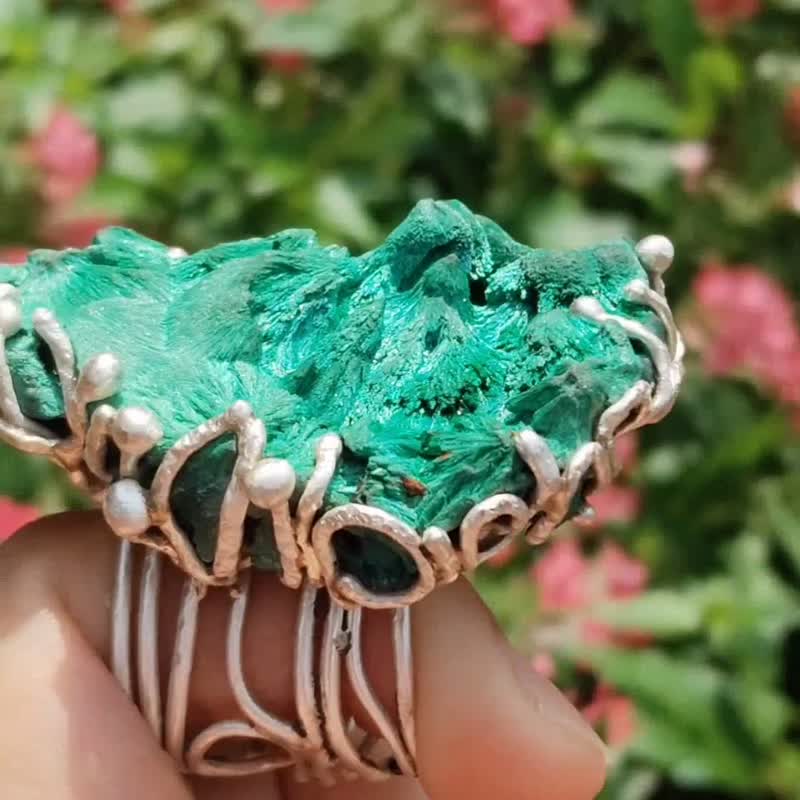 Malachite Mineral Silver Ring - General Rings - Sterling Silver 