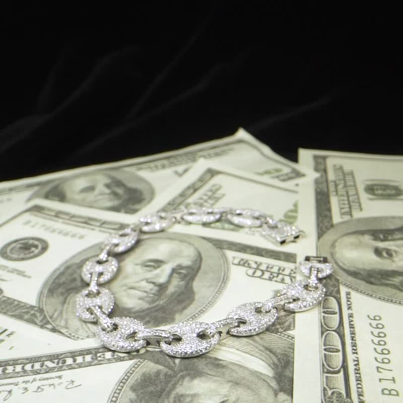 Wbj 10mm豬鼻鍊guccilink 純銀 手環 - 手鍊/手環 - 寶石 銀色