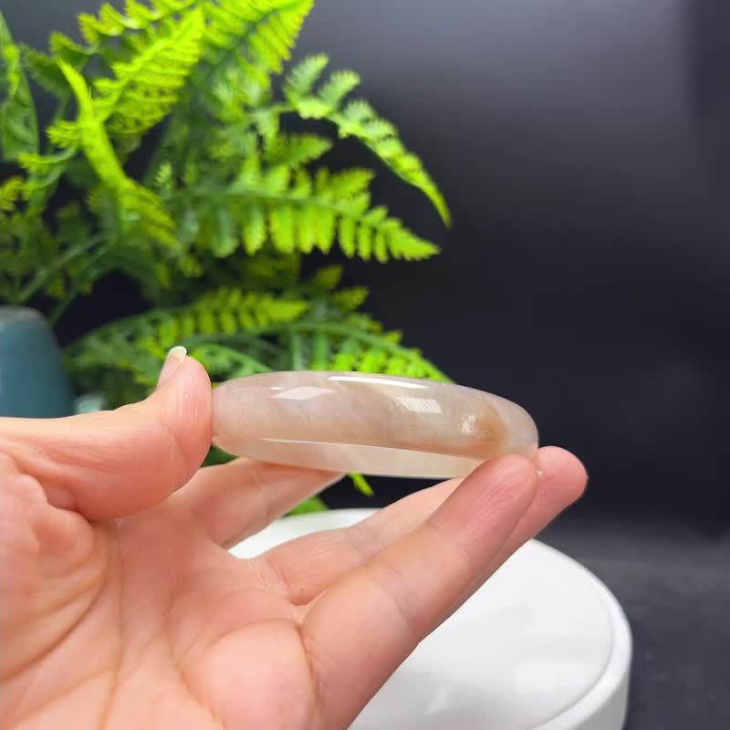 日月同輝手鐲 57MM 藍光星光貓眼 月光石共生太陽石手環 優雅氣質 - 手鍊/手環 - 水晶 
