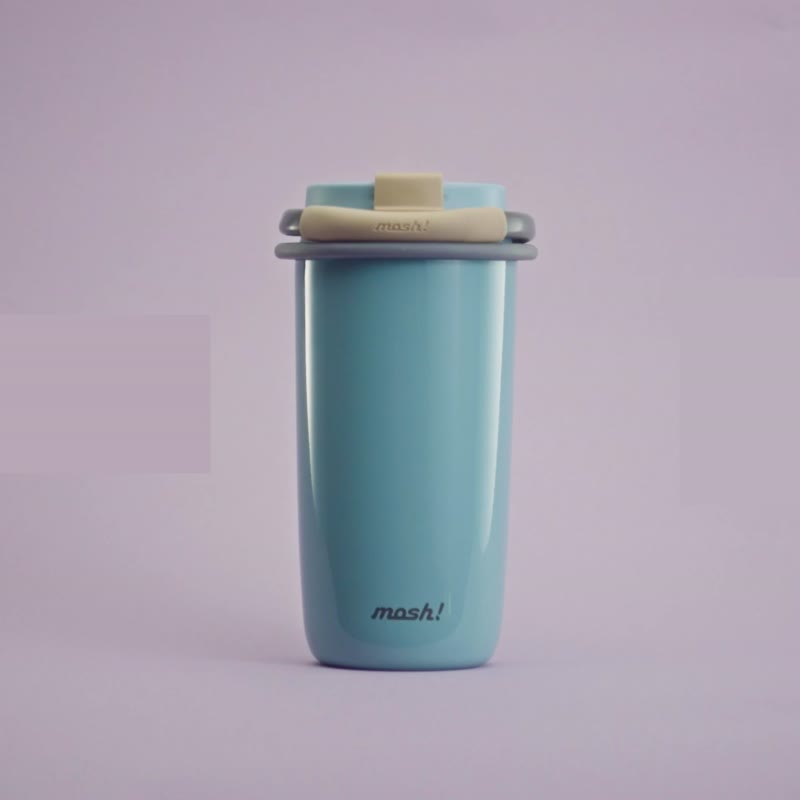 日本mosh! 圈圈吸管杯480ml(黑) - 水壺/水瓶 - 其他材質 黑色