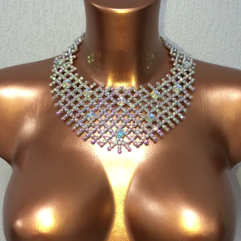 水鑽項鍊舞蹈首飾舞蹈項鍊舞廳項鍊肚皮舞首飾舞台金光閃閃首飾 - 項鍊 - 玻璃 