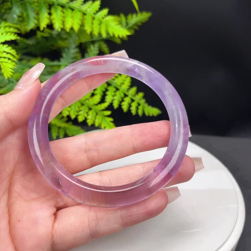 Fine Amethyst Bracelet 62MM Ice Translucent Round Strip Purple Crystal Bracelet Wisdom Creative Insight - สร้อยข้อมือ - คริสตัล สีม่วง