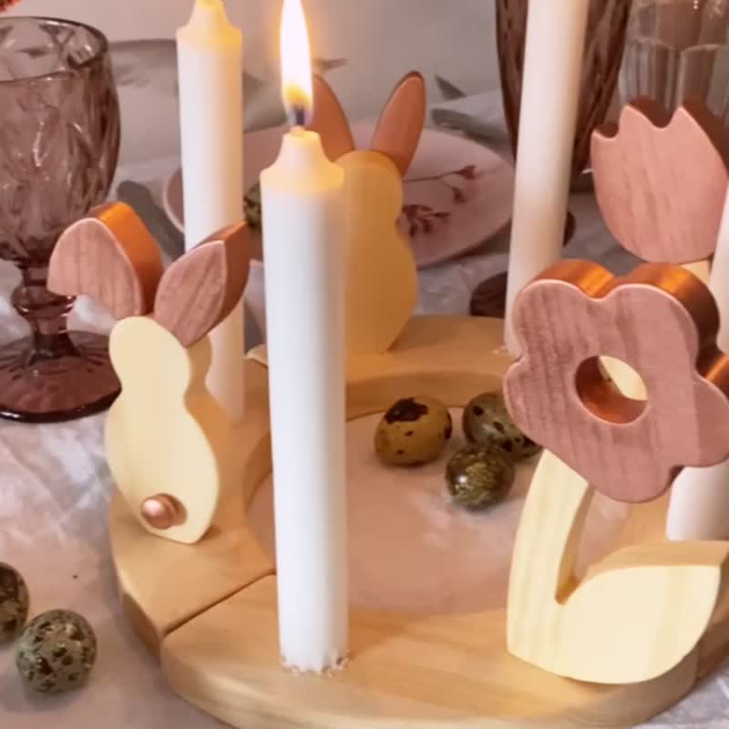 Easter wreath centerpiece Easter candleholder Easter wooden egg stand Easter Egg - Place Mats & Dining Décor - Wood 