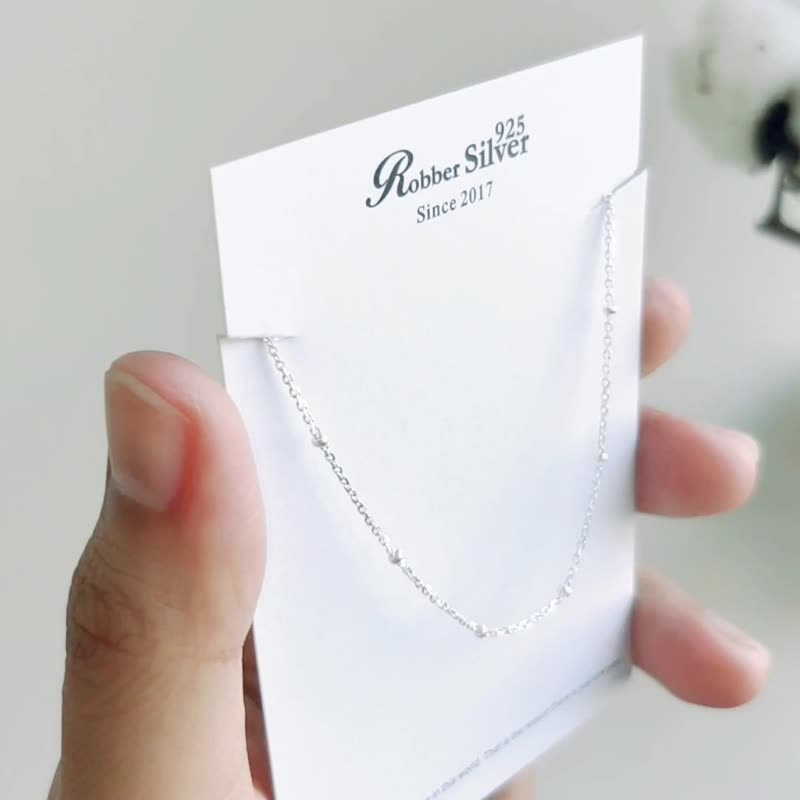 SV925/Gold/Rose Gold Classic SATELLITE Tiny Beaded Thin Chain Necklace - สร้อยคอ - เงินแท้ หลากหลายสี