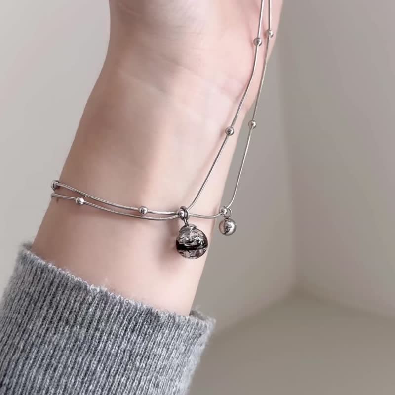 鈦鋼材質 雙鍊條鎖骨鍊 胎毛項鍊 - 嬰兒手鍊/飾品 - 不鏽鋼 